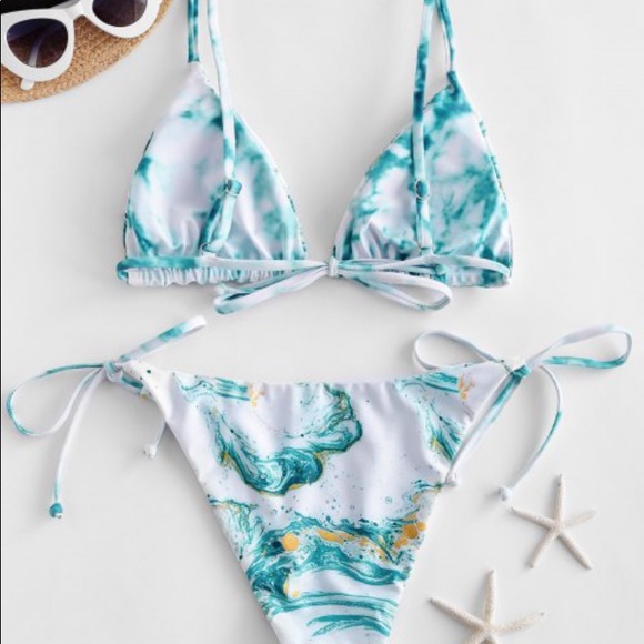 White ocean swirl bikini - Picture 4 of 8